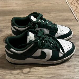Nike Men's Dark Green and White Sneakers